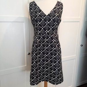 Black & White Ikat 'Thea' Print Faille Fit &Flare dress Plenty by Tracy Reese 12